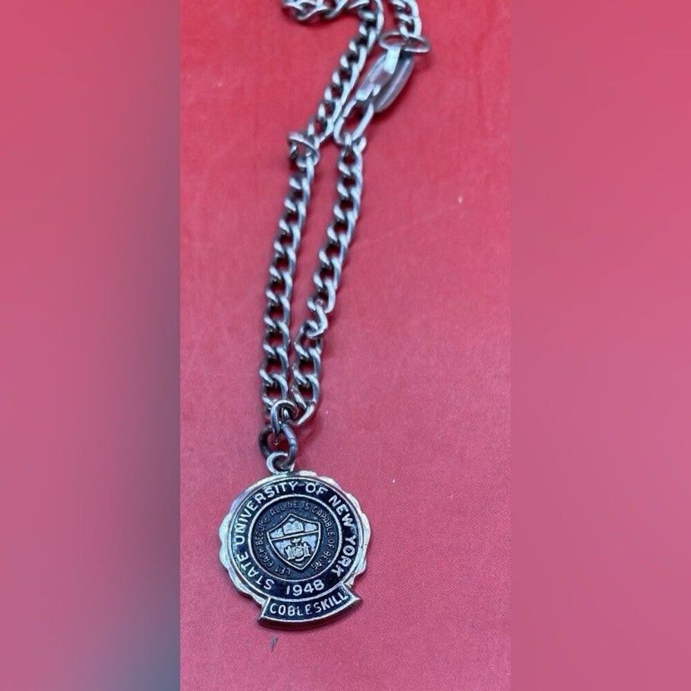Sterling Bracelet University Of New York Cortland 1948 7” Chain Back Roger 1963